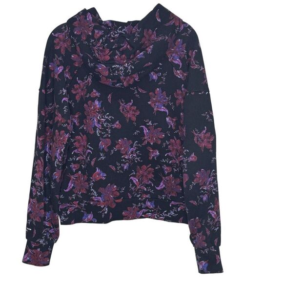 Rag & Bone Hoodie Womens Small Black Purple Red Floral Pullover Organic Cotton - Picture 5 of 9